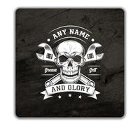 Shopagift Personalised Grease Monkey Grit & Glory 2 Pack Coasters - 9cm x 9cm