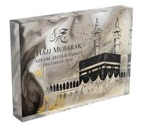 Shopagift Personalised Hajj Mubarak Islam Mecca Kaaba Muslim Ramadan Eid Photo Image Custom Glass Crystal Block Photo Frame Freestanding Gift