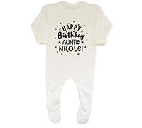 Shopagift Personalised Happy Birthday Auntie Baby Romper White