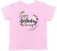 Shopagift Personalised Happy Birthday Nanny Celebration Childrens Kids T-Shirt Gift Light Pink