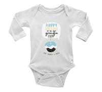 Shopagift Personalised Happy Birthday to The Best Grandpa Ever Celebration Long Sleeve Baby Grow Vest Bodysuit Gift