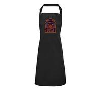 Shopagift Personalised Happy Diwali Peacock Floral Frame Adult Apron for Cooking BBQ Chef DIY Kitchen - Black