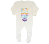 Shopagift Personalised Happy Hanukkah Any Name Baby Grow Romper Suit Pink Blue Candles Jewish Boys Girls