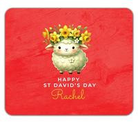 Shopagift Personalised Happy St David's Day Daffodil Sheep Mouse Mat Pad 24cm x 19cm