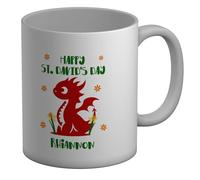 Shopagift Personalised Happy St David's Day Dragon Wales Mug White 11oz Large Ceramic Cup