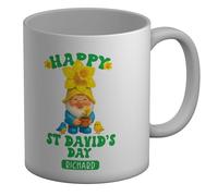 Shopagift Personalised Happy St David's Day Gnome Daffodil Mug White 11oz Large Ceramic Cup