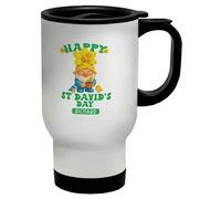 Shopagift Personalised Happy St David's Day Gnome Daffodil Travel Mug Stainless Steel 14oz Cup