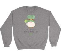 Shopagift Personalised Happy St Patrick's Day Kids Sweatshirt Irish Gnome Clover Leprechaun Jumper Boys Girls