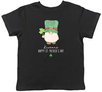 Shopagift Personalised Happy St Patrick's Day Kids T-Shirt Irish Gnome Clover Leprechaun Childrens Tee Boys Girls