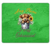 Shopagift Personalised Highland Cow Fluff Obsessed Funny Mouse Mat Pad 24cm x 19cm