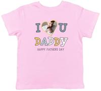 Shopagift Personalised I Love You Daddy Any Photo Image Kids T-Shirt Happy Father's Day Childrens Tee Boys Girls Light Pink