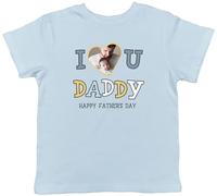 Shopagift Personalised I Love You Daddy Any Photo Image Kids T-Shirt Happy Father's Day Childrens Tee Boys Girls Light Blue