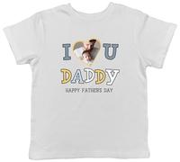 Shopagift Personalised I Love You Daddy Any Photo Image Kids T-Shirt Happy Father's Day Childrens Tee Boys Girls White