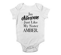 Shopagift Personalised I'm Awesome Just Like My Sister Baby Vest Bodysuit White