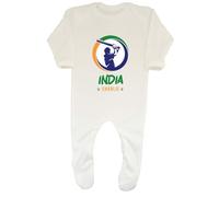 Shopagift Personalised India Cricket Batsman Baby Romper Cricketer Fan Supporter Boys Girls White