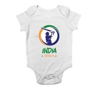 Shopagift Personalised India Cricket Batsman Baby Vest Cricketer Fan Supporter Bodysuit Boys Girls