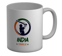 Shopagift Personalised India Cricket Batsman Mug Cricketer Fan Supporter White 11oz Large Ceramic Cup