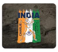 Shopagift Personalised India Cricket Fan Mouse Mat Pad Batsman Hitting Six Runs Supporter 24cm x 19cm