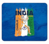 Shopagift Personalised India Cricket Fan Mouse Mat Pad Batsman Hitting Six Runs Supporter 24cm x 19cm