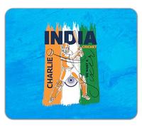 Shopagift Personalised India Cricket Fan Mouse Mat Pad Batsman Hitting Six Runs Supporter 24cm x 19cm