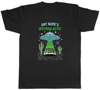 Shopagift Personalised Intergalactic Tour Space UFO Alien Mens T-Shirt Tee