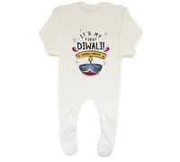 Shopagift Personalised It's My First Diwali Baby Grow Romper Suit Hindu Festival Candle Fireworks Boys Girls White
