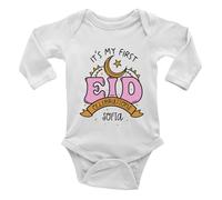 Shopagift Personalised It's My First Eid Baby Grow Vest Bodysuit Muslim Islam Pink Moon Star Boys Girls L/S