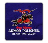 Shopagift Personalised Knight Warrior 2 Pack Coasters - 9cm x 9cm