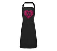 Shopagift Personalised Leopard Print - Pink Heart And White Text Apron - Black