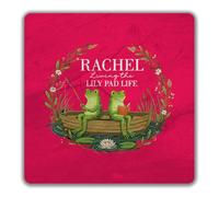 Shopagift Personalised Living the Lily Pad Life Funny Frogs 2 Pack Coasters - 9cm x 9cm