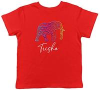 Shopagift Personalised Mandala Pattern Elephant Childrens Kids T-Shirt Red