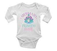 Shopagift Personalised Mermaid Princess Long Sleeve Baby Vest Bodysuit White