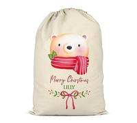 Shopagift Personalised Merry Christmas Sack Bear Xmas Gift Bag for Presents X-Large 70cm x 50cm