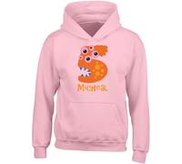 Shopagift Personalised Monster Five 5 Kids Hoodie Number Day Maths Hoody Hooded Top Boys Girls Pink