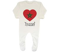 Shopagift Personalised Morocco Football Nation Flag Baby Grow Romper Suit White