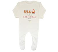 Shopagift Personalised My First Christmas Baby Grow Romper Suit Nutcracker Tree Rocking Horse Boys Girls White