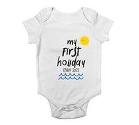 Shopagift Personalised My First Holiday Smiling Sun Vacation Baby Grow Vest Bodysuit Gift