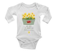 Shopagift Personalised My First St David's Day Baby Grow Vest Bodysuit Basket of Daffodils Welsh Boys Girls L/S