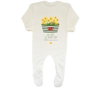 Shopagift Personalised My First St David's Day Baby Sleepsuit Romper Basket of Daffodils Welsh Boys Girls White