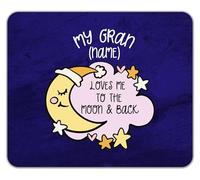 Shopagift Personalised My Gran Loves me to the Moon Blue Mouse Mat Pad 24cm x 19cm