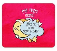 Shopagift Personalised My Nan Loves me to the Moon Blue Mouse Mat Pad 24cm x 19cm