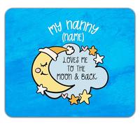 Shopagift Personalised My Nanny Loves me to the Moon Blue Mouse Mat Pad 24cm x 19cm