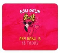 Shopagift Personalised Name Age Bow Down Flamingo Birthday Mouse Mat Pad 24cm x 19cm
