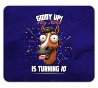 Shopagift Personalised Name Age Giddy Up! Horse Birthday Mouse Mat Pad 24cm x 19cm