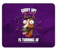 Shopagift Personalised Name Age Giddy Up! Horse Birthday Mouse Mat Pad 24cm x 19cm