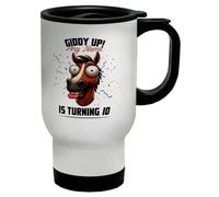 Shopagift Personalised Name Age Giddy Up! Horse Birthday Travel Mug Stainless Steel 14oz Cup