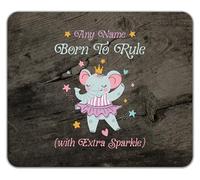 Shopagift Personalised Name Born to Rule Elephant Princess Mouse Mat Pad 24cm x 19cm