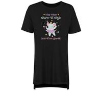 Shopagift Personalised Name Born to Rule Elephant Princess Women's Nightie Night Shirt Black