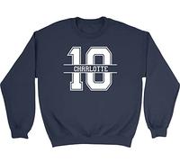Shopagift Personalised Name With Number 10 Kids Childrens Jumper Sweatshirt Gift Navy Blue