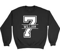 Shopagift Personalised Name with Number 7 Kids Childrens Jumper Sweatshirt Gift Black